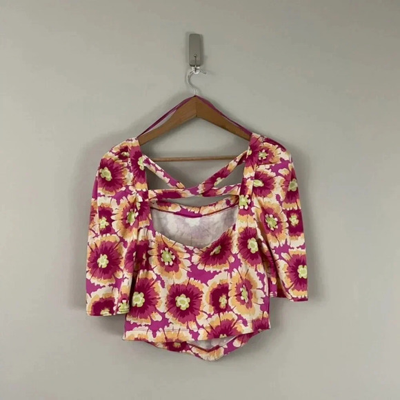 Free People Give Me More Crop Top in Pop Combo Size Large - Picture 2 of 5